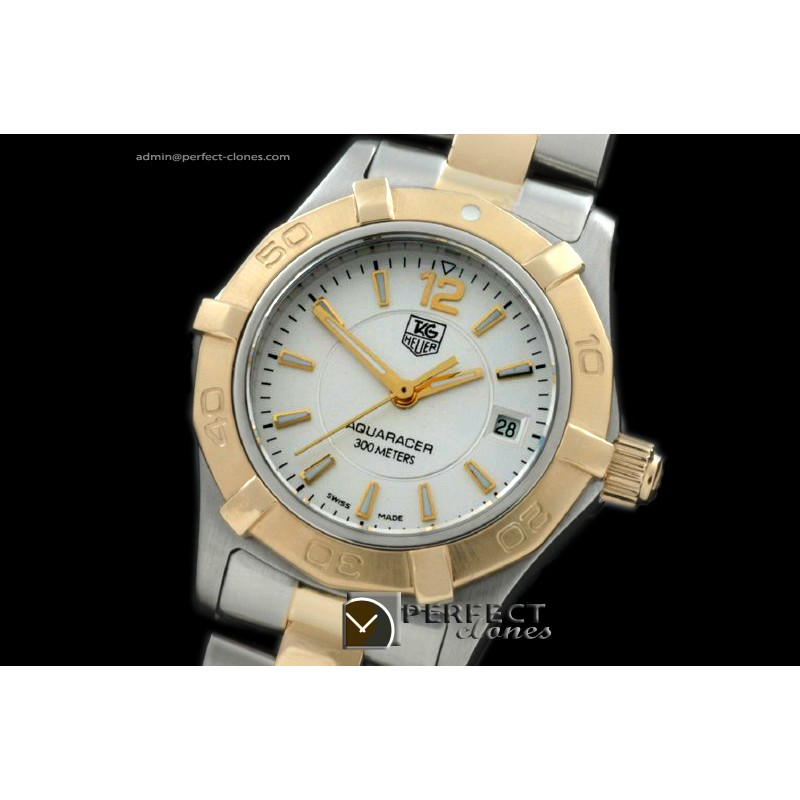 TGAQL10101 Aqracer Ladies TT/TT White Stk S-Qtz