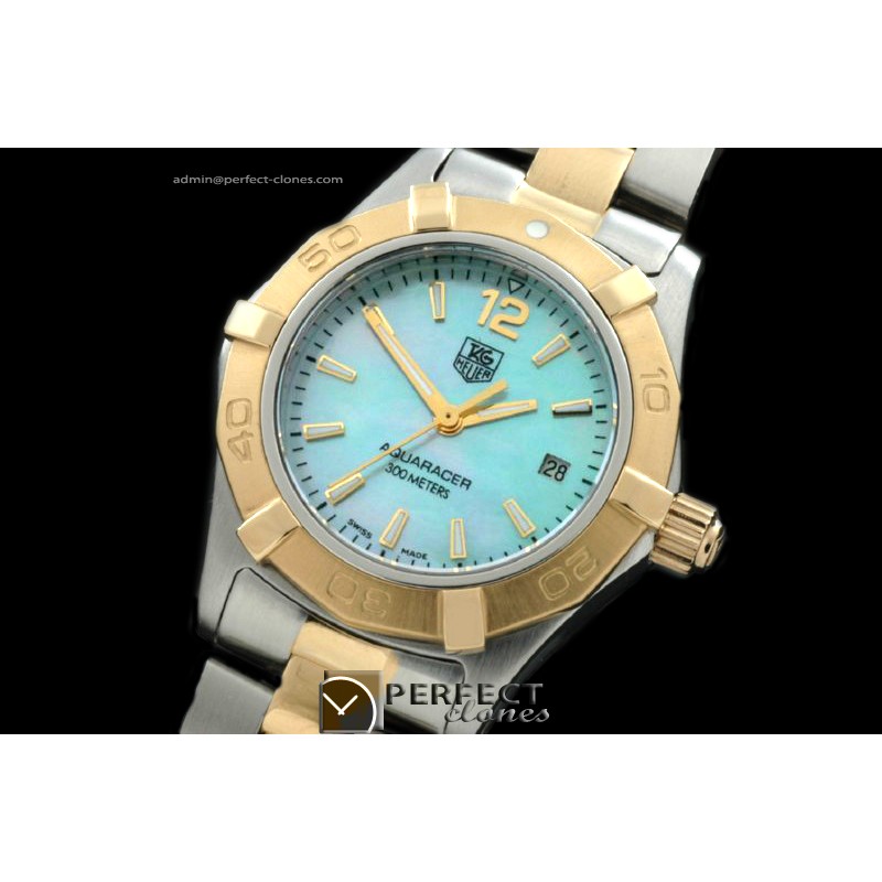 TGAQL10107 Aqracer Ladies TT/TT MOP Blue Stk S-Qtz