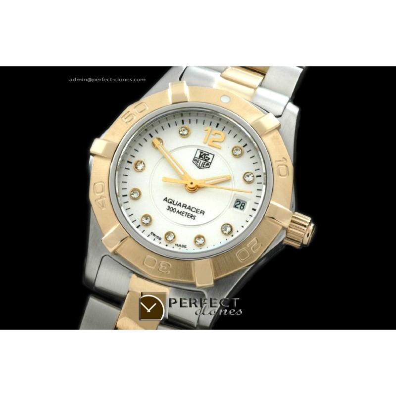 TGAQL10111 Aqracer Ladies TT/TT White Diam S-Qtz