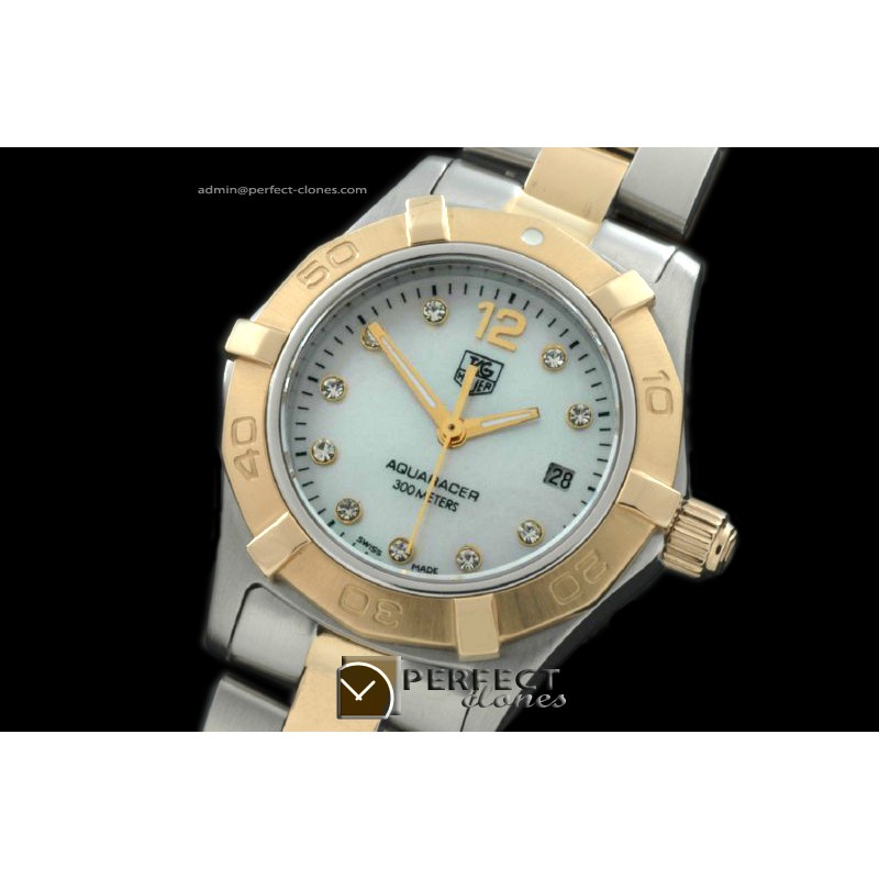 TGAQL10113 Aqracer Ladies TT/TT P-White Diam S-Qtz
