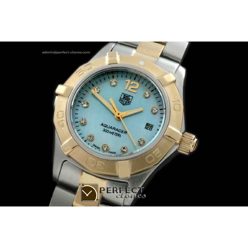 TGAQL10117 Aqracer Ladies TT/TT M-Blue Diam S-Qtz