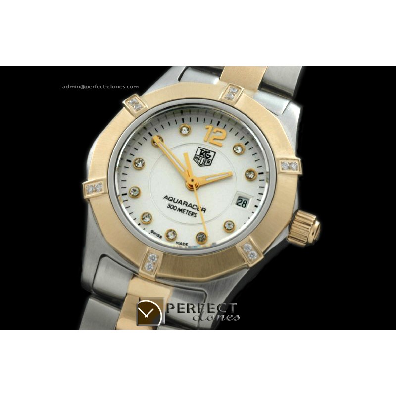 TGAQL10161 Aqracer Ladies TT/TT White Diam S-Qtz