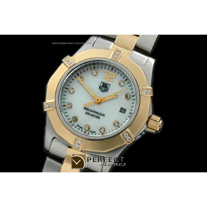 TGAQL10163 Aqracer Ladies TT/TT P-White Diam S-Qtz