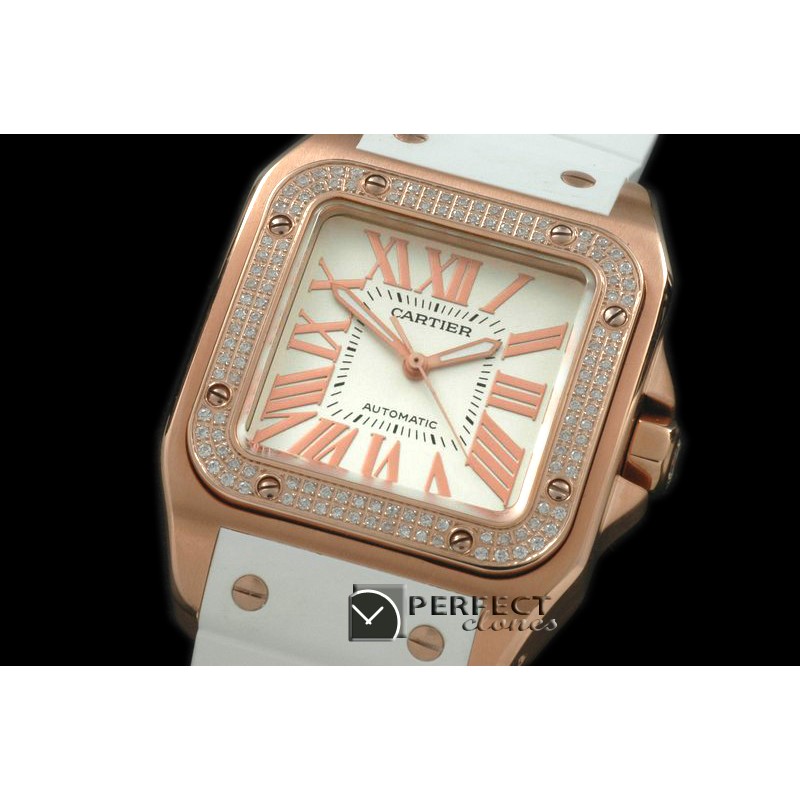 CARS00037WT Santos 10Mid RG/RU/DIAM Wht Swiss 2671