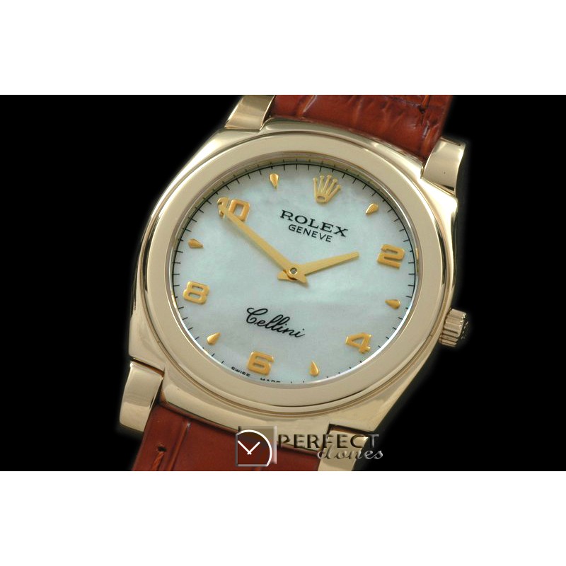RLC00223 Cellini YG/LE MOP White Numeral Swiss Quar