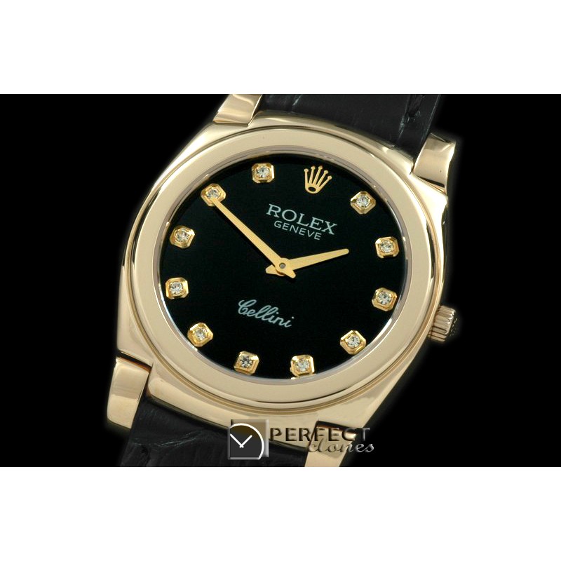 RLC00217 Cellini YG/LE Black Diam Swiss Quartz