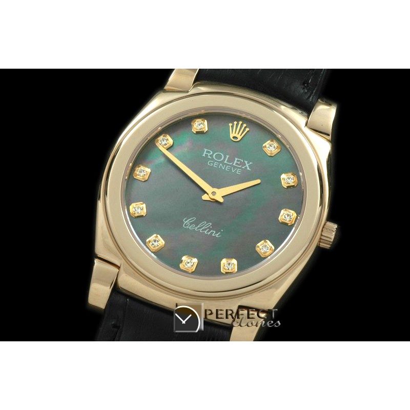 RLC00216 Cellini YG/LE MOP Green Diam Swiss Quartz