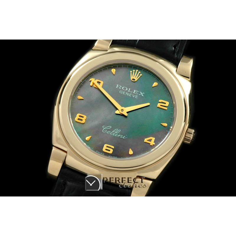 RLC00226 Cellini YG/LE MOP Green Numeral Swiss Quar