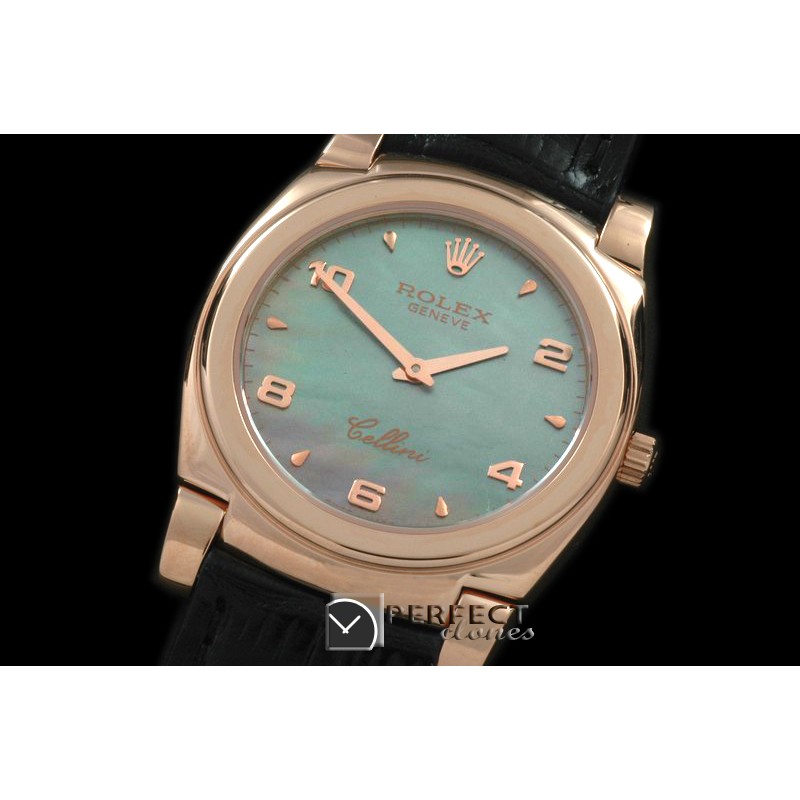 RLC00326 Cellini RG/LE MOP Green Numeral Swiss Quar