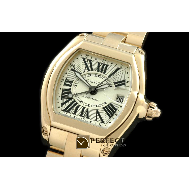 CARR10007 Men Roadster GMT YG/YG White Swiss Eta2834