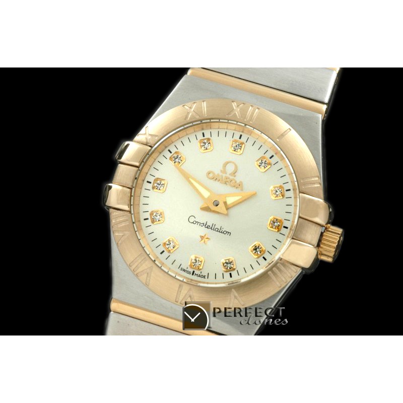 OMCO00031 Double Eagle Ladies SS/YG/TT Wht S-Qtz