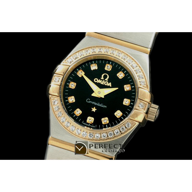 OMCO00032D Double Eagle Ladies SS/YG/TT Black Swiss Qtz