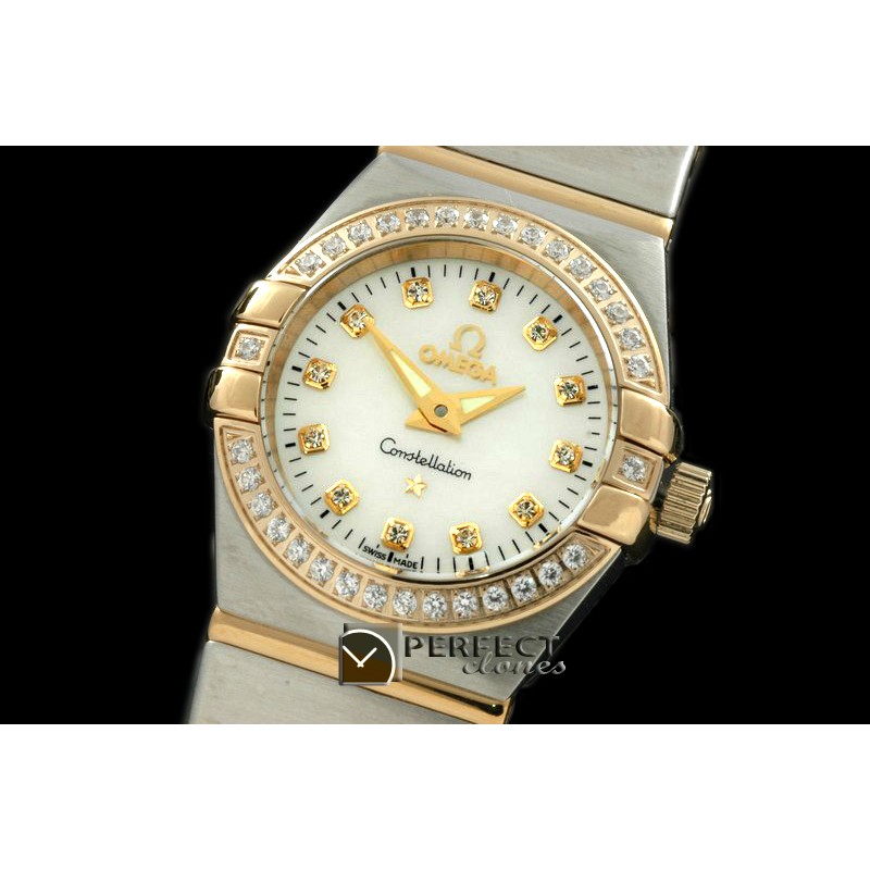OMCO00035D Double Eagle Ladies SS/YG/TT MOP White Swiss Qtz