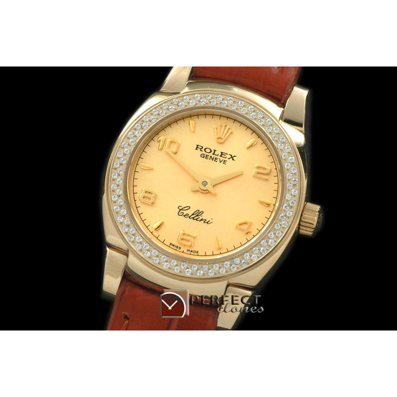 RLCM00225D Ladies Mini Cellini YG/LE MOP White Num Swiss Quartz