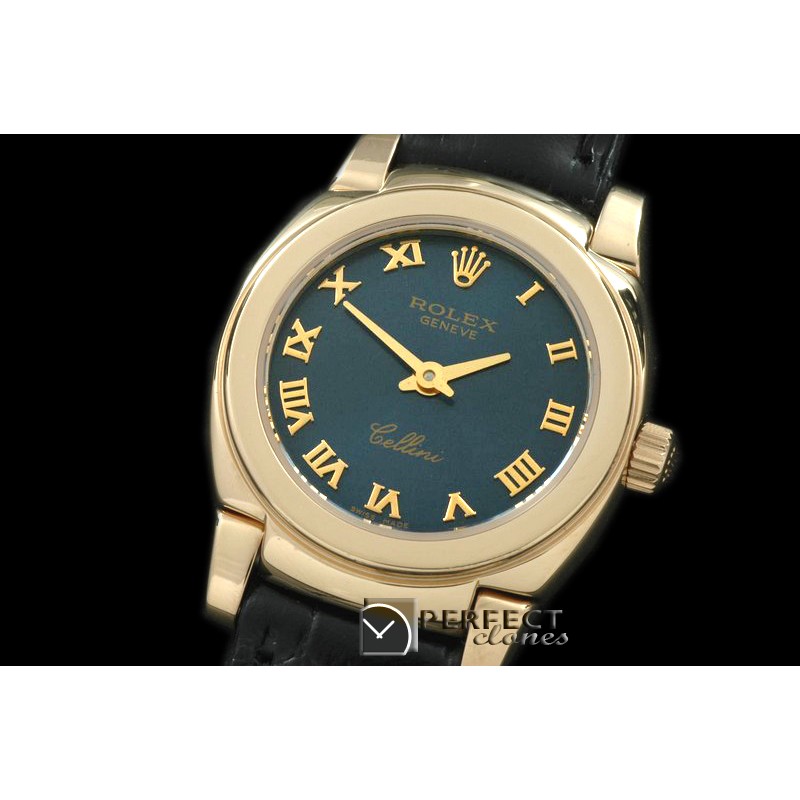 RLCM00209 Ladies Mini Cellini YG/LE Blue Roman Swiss Quartz