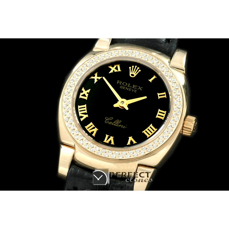 RLCM00207D Ladies Mini Cellini YG/LE Black Roman Swiss Quartz