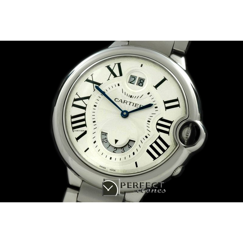 CARBA01021 Ballon De Cartier Men BigDate/Duo Time SS/SS White Sw