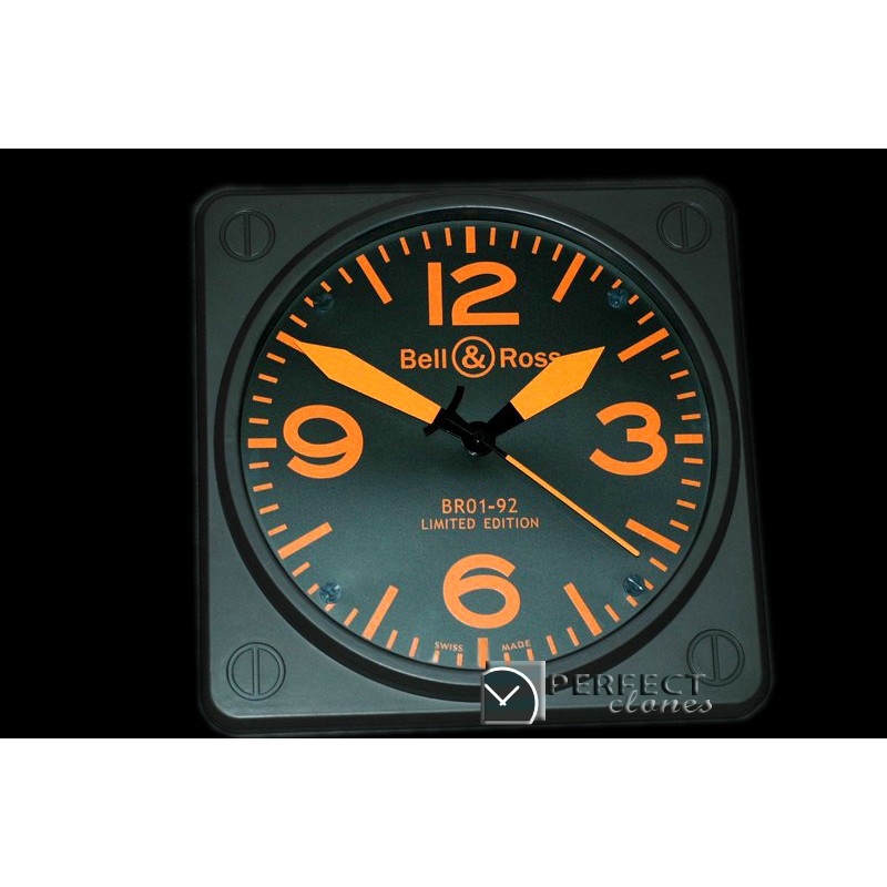 BOC10012 BR01-92 Black/Orange Wall Clock 30mm