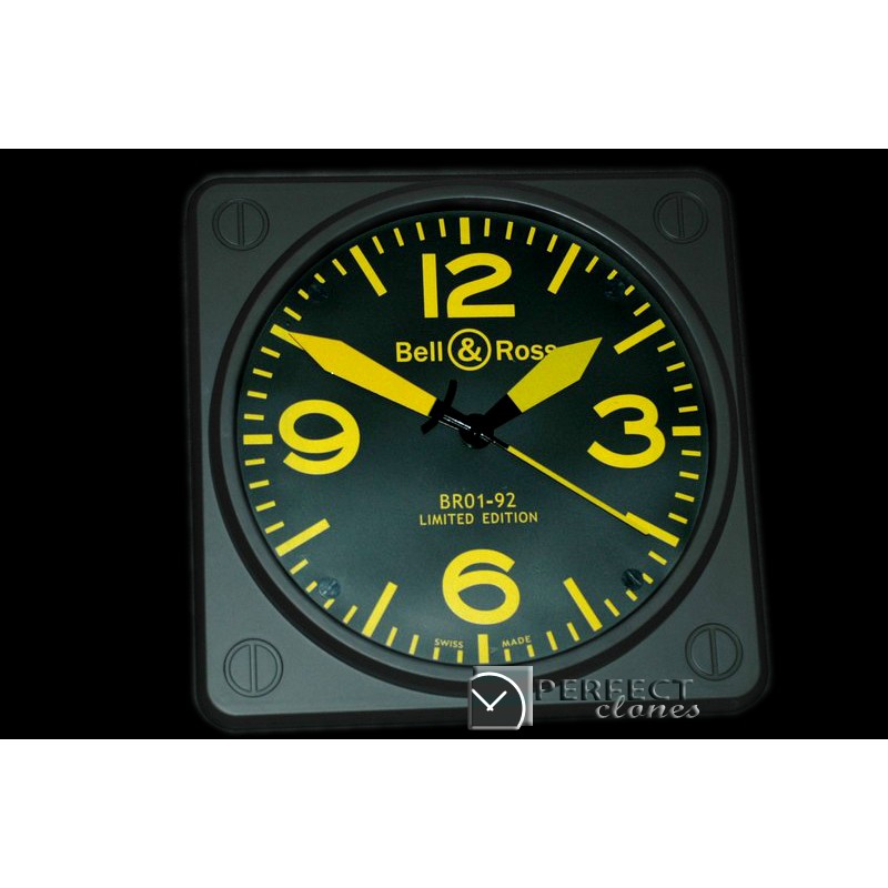 BOC10014 BR01-92 Black/Yellow Wall Clock 30mm
