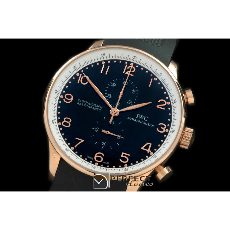 IWPG20002 Portuguese Rattrapante Chrono RG/RU Black Jap OS Qtz