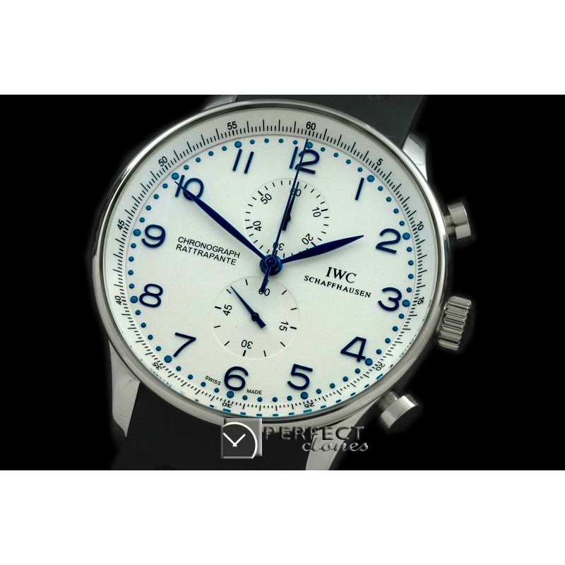 IWPG19992 Portuguese Rattrapante Chrono SS/RU White/Blue Jap OS