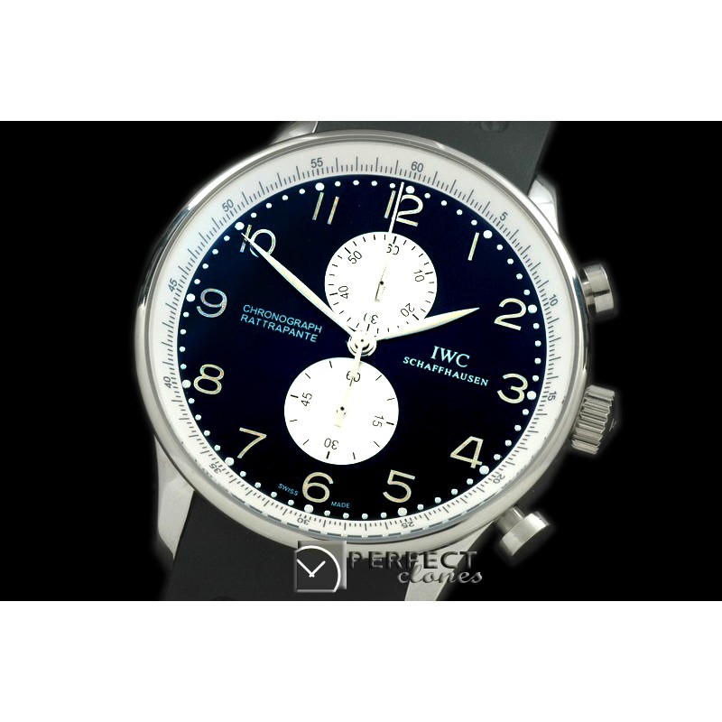 IWPG19995 Portuguese Rattrapante Chrono SS/RU Black/White Jap OS