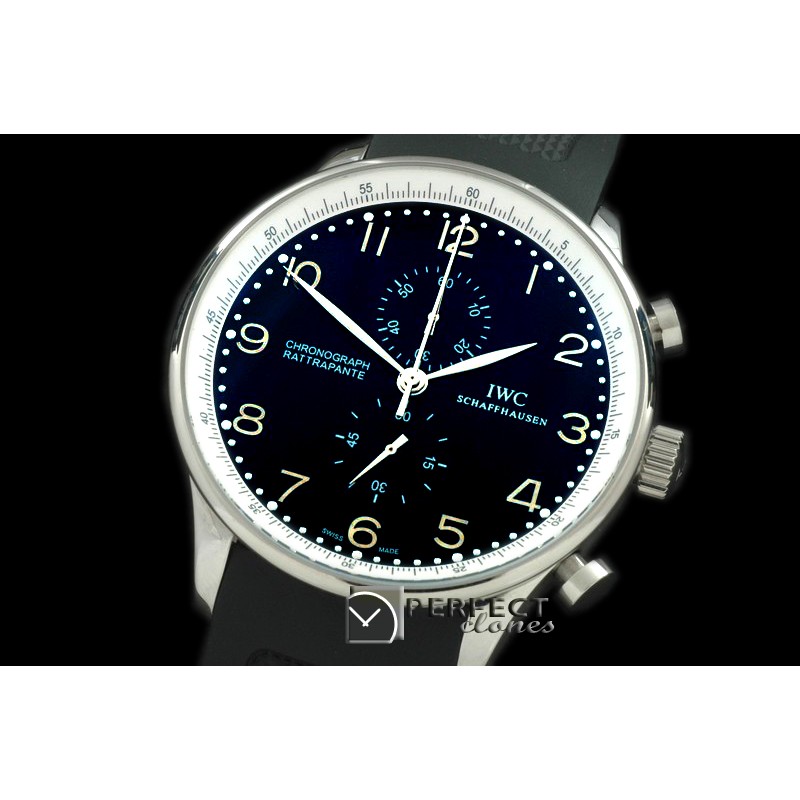 IWPG19994 Portuguese Rattrapante Chrono SS/RU Black Jap OS Qtz
