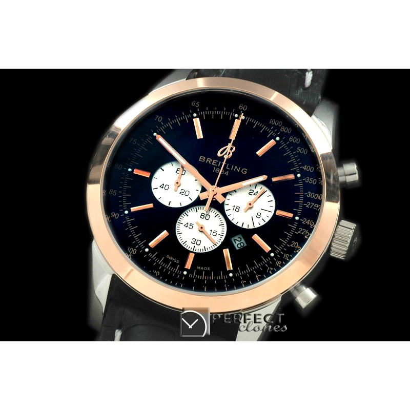 BLT10012L TransOcean Chrono SS/YG/LE Black Jap OS2Qtz