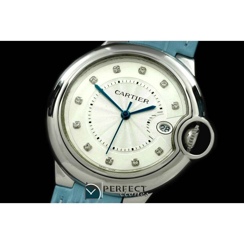 CARBA00506A Ballon Bleu de Cartier Mid SS/LE White Diam Swiss Qu