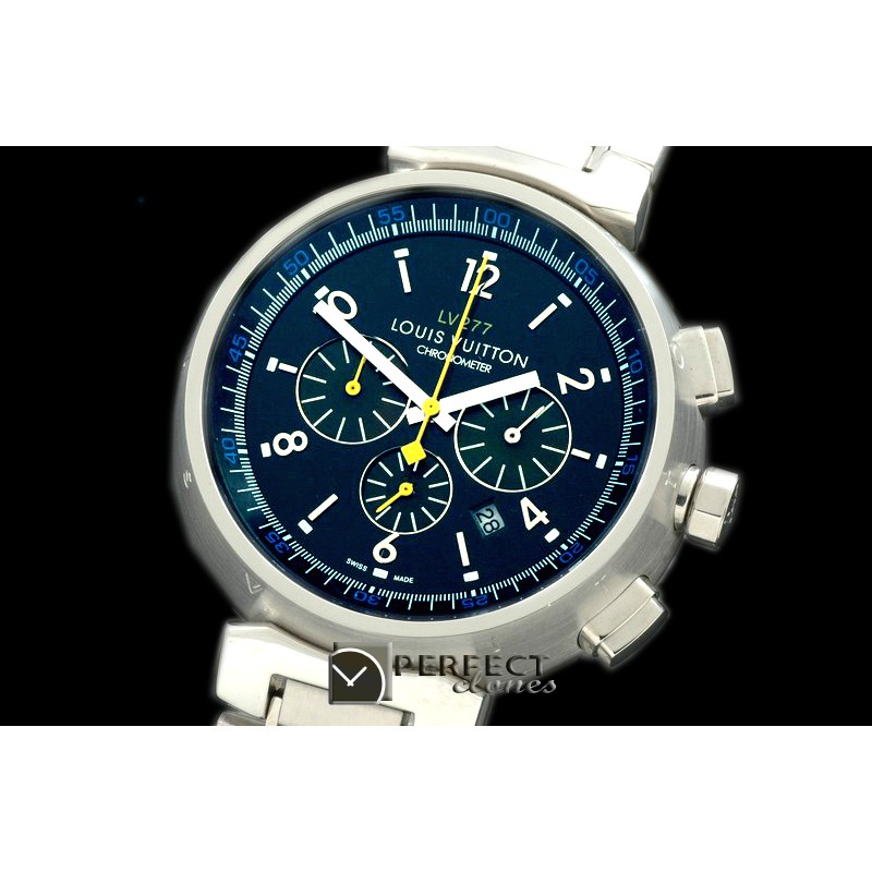 LV01032S LV Cup 227 Chrono SS/SS Black Jap Quartz Chrono