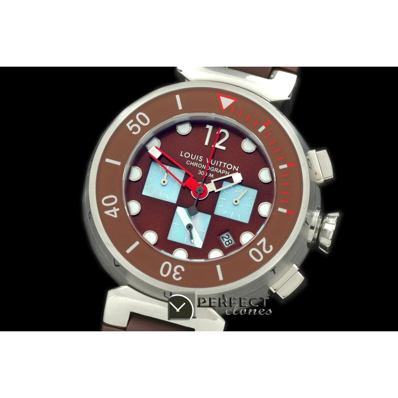 LVD01001 Tambour Men Diving Chrono SS/RU Brown Jap OS Qtz