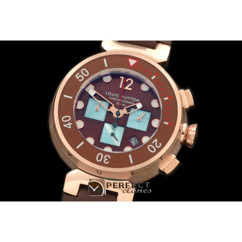 LVD01011 Tambour Men Diving Chrono RG/RU Brown Jap OS Qtz