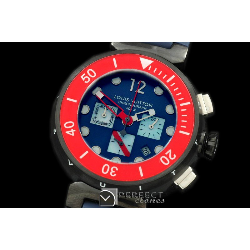 LVD01023 Tambour Men Diving Chrono PVD/RU Blue Jap OS Qtz