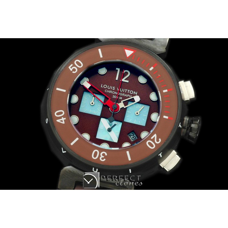 LVD01021 Tambour Men Diving Chrono PVD/RU Brown Jap OS Qtz