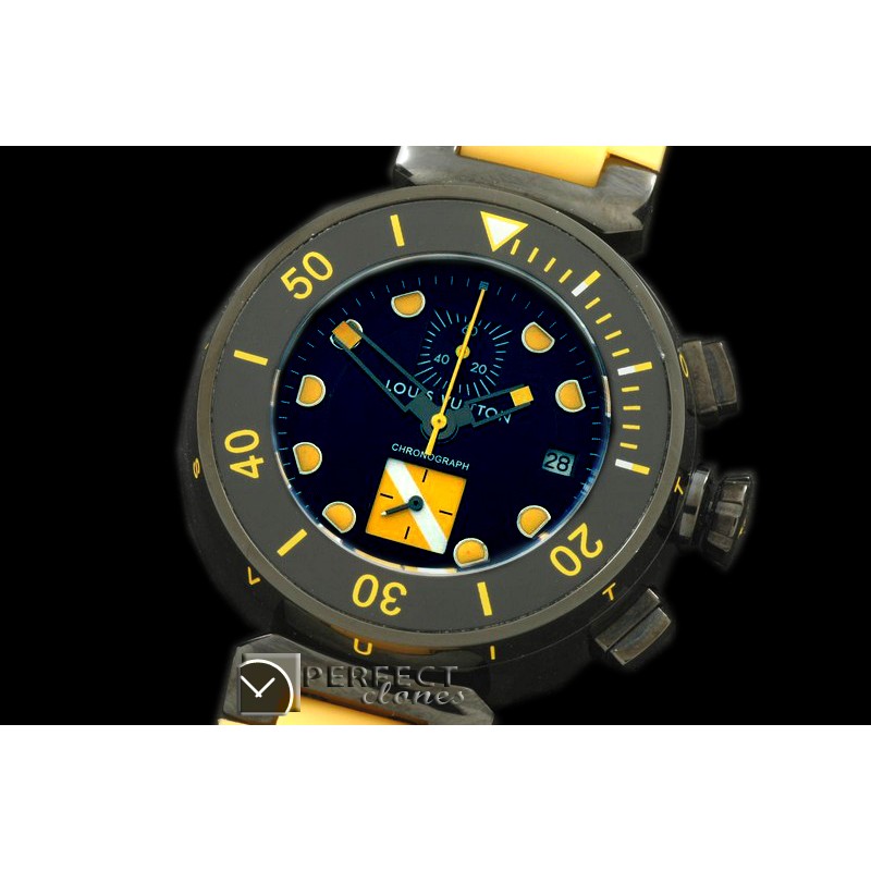 LVD02022 Tambour Men Diving Chrono PVD/RU Black/Yellow Jap OS Qt