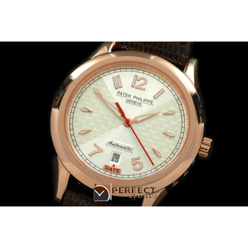 PP00116 Calatrava Men RG/LE White Swiss 2824-2