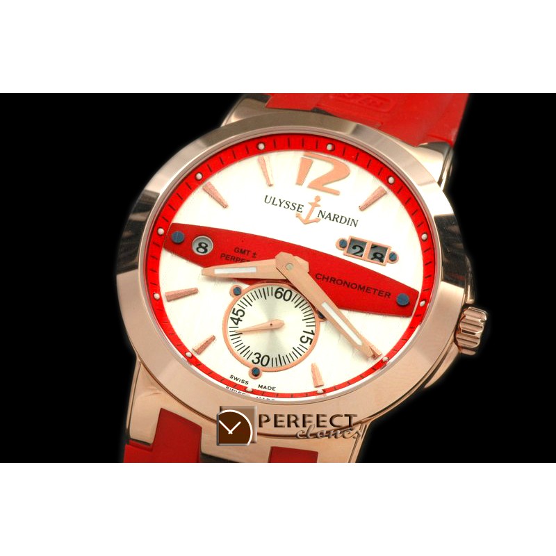 UNDT10032 Dual Time Men RG/RU White/Red Asian 2813 23J