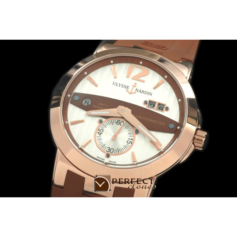 UNDT10033 Dual Time Men RG/RU White/Brown Asian 2813 23J