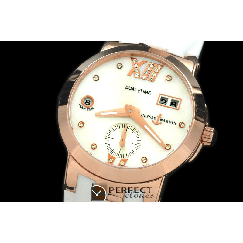 UNDT10021 Dual Time Ladies RG/RU White Asian 2813 23J