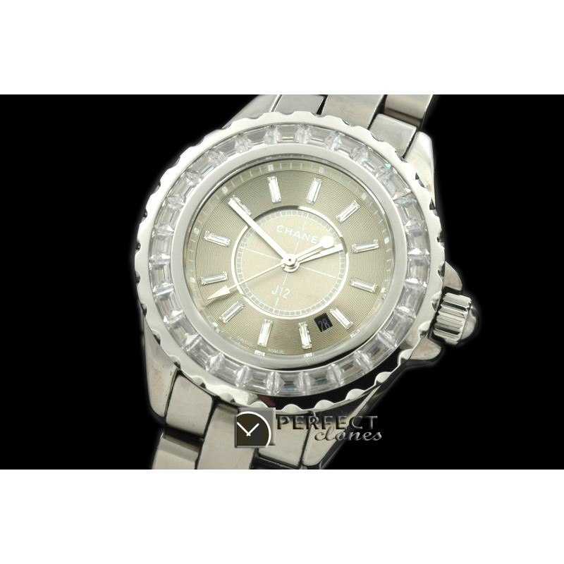 CHA-CM-2002D J12 Chromatic Ladies TI/CER Grey Jap Quartz/Boxset