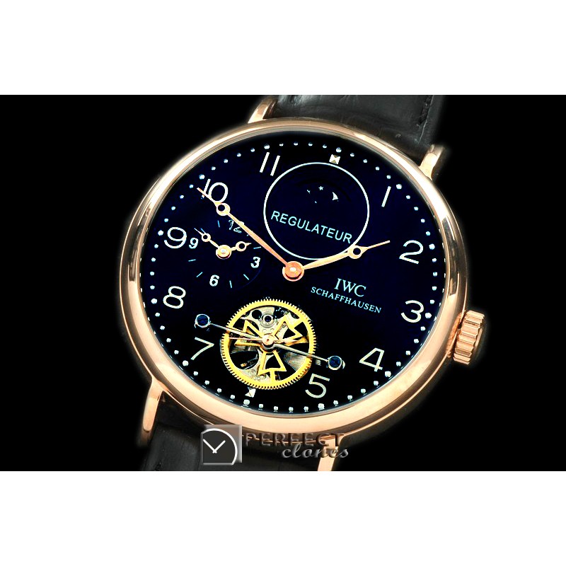 IWPDT10012 Portugese Duo Time Tourbillon RG/LE Black Asia 21J