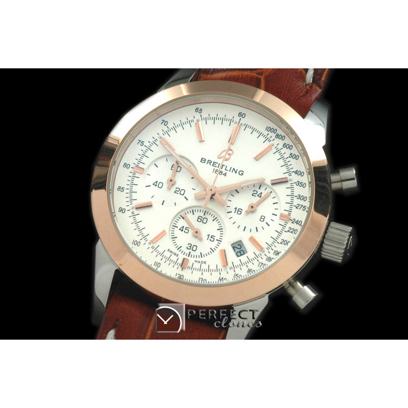 BLTL10011L Ladies TransOcean Chrono SS/YG/LE White Jap OS2Qtz