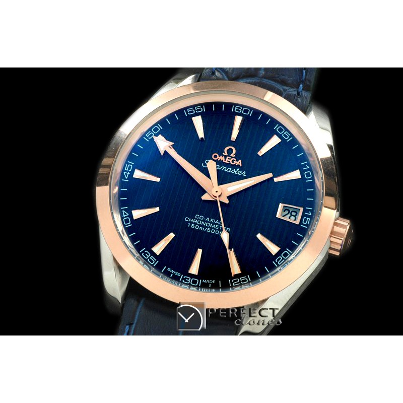 OMAT10008 Aqua Terra Seamaster RG/LE Blue Asian 2813