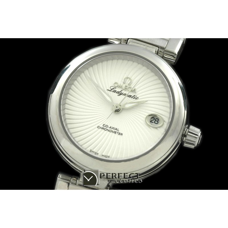 OMDEL00103 Deville Ladymatic SS/SS Wht Swiss Quartz