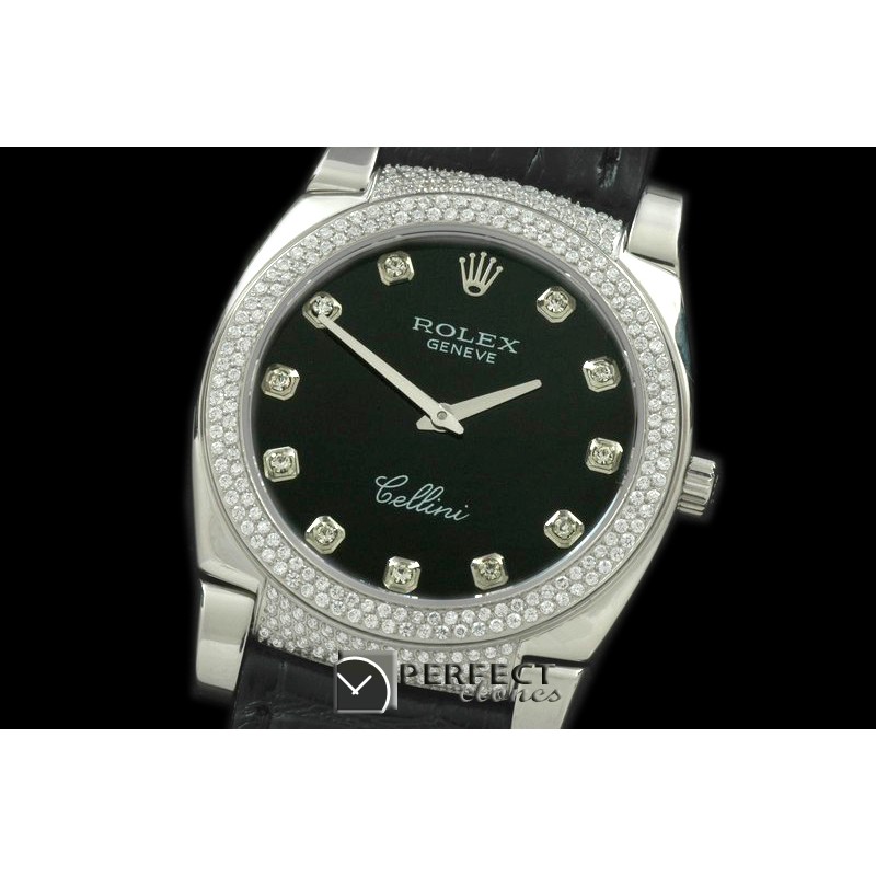 RLCL00117DX Ladies Cellini SS/LE/Diam Black Diam Swiss Quartz