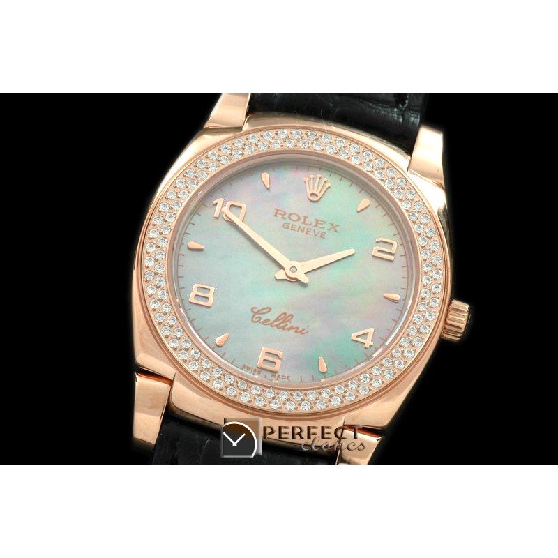RLCL00326D Ladies Cellini RG/LE/Diam MOP Green Num Swiss Quartz