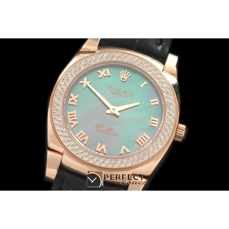RLCL00306D Ladies Cellini RG/LE/Diam MOP Green Swiss Quartz