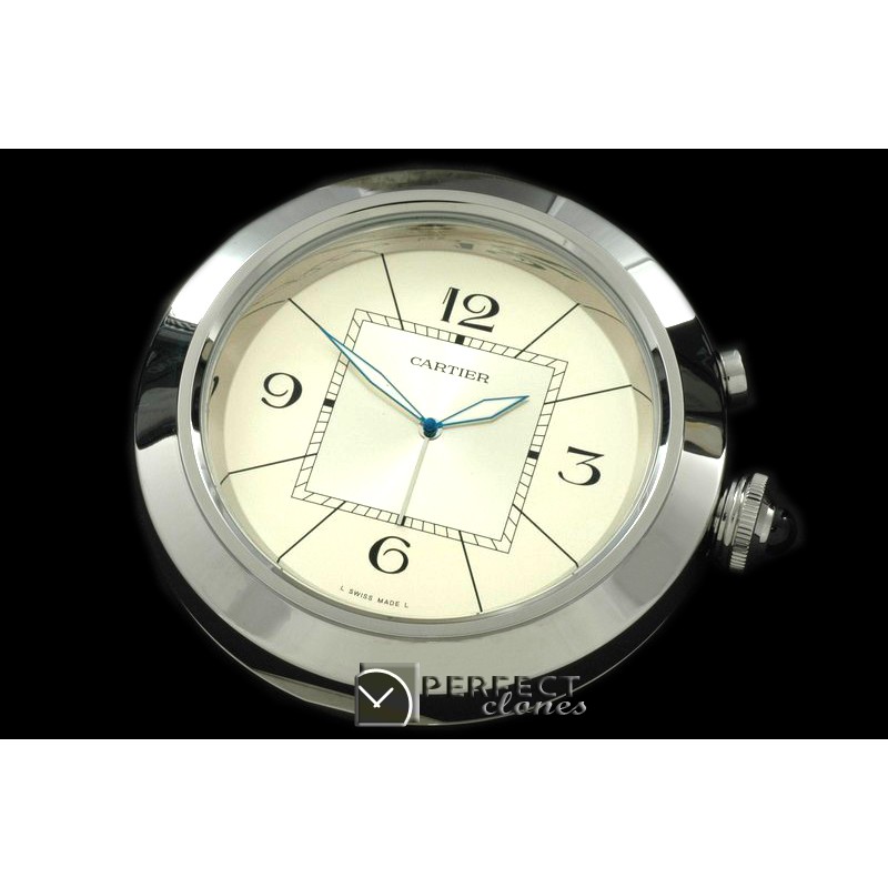 CAR-ALM-1021 Seatimer Style SS White Alarm Clock with Boxset