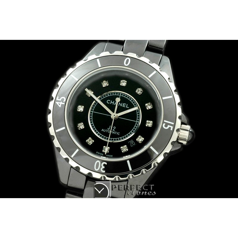 CHA-41-112 J12 Oversize Black Ceramic Diam Asia 2813 21J