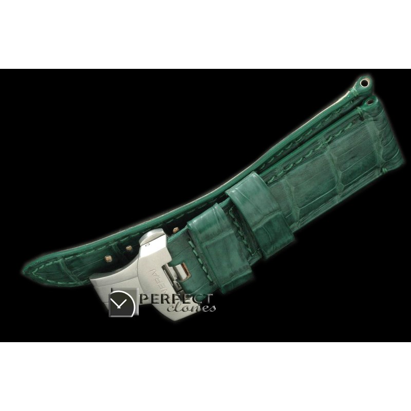 PNA01019 24/22 Green Croc Leather Strap /Deployant for 44mm